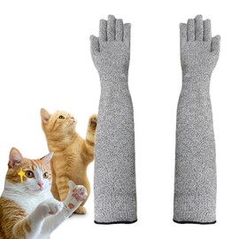 MANON ROSA Pet Handling Gloves – 16" Extra-Long Kevlar Cat Grooming Arm Sleeves, Anti-Scratch & Bite Resistant Protective Sleeves for Bathing & Nail Trimming (1 Pairs)
