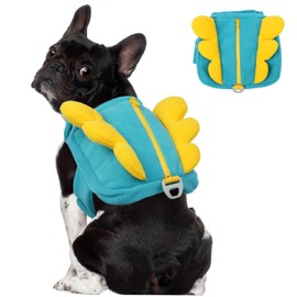 OUOBOB Dog Backpack for Medium Dogs, Backpack for Dogs Pet Backpacks Harness with Pockets for Hiking Walking Training Running (Blue, M)