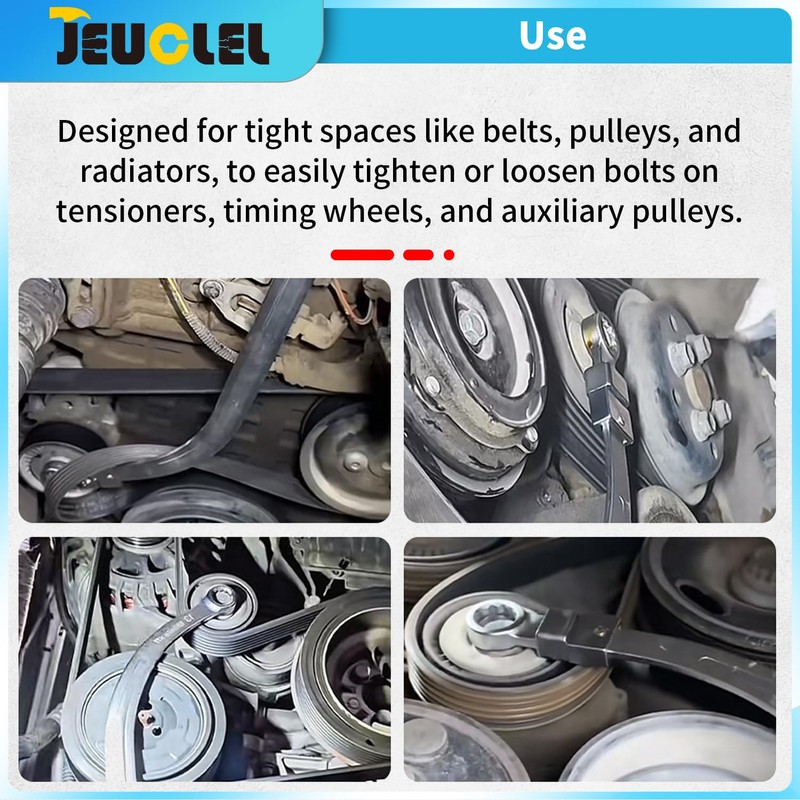 JEUCLEL 10PCS Universal Auxiliary Timing Idler Belt Wrench Serpentine Belt