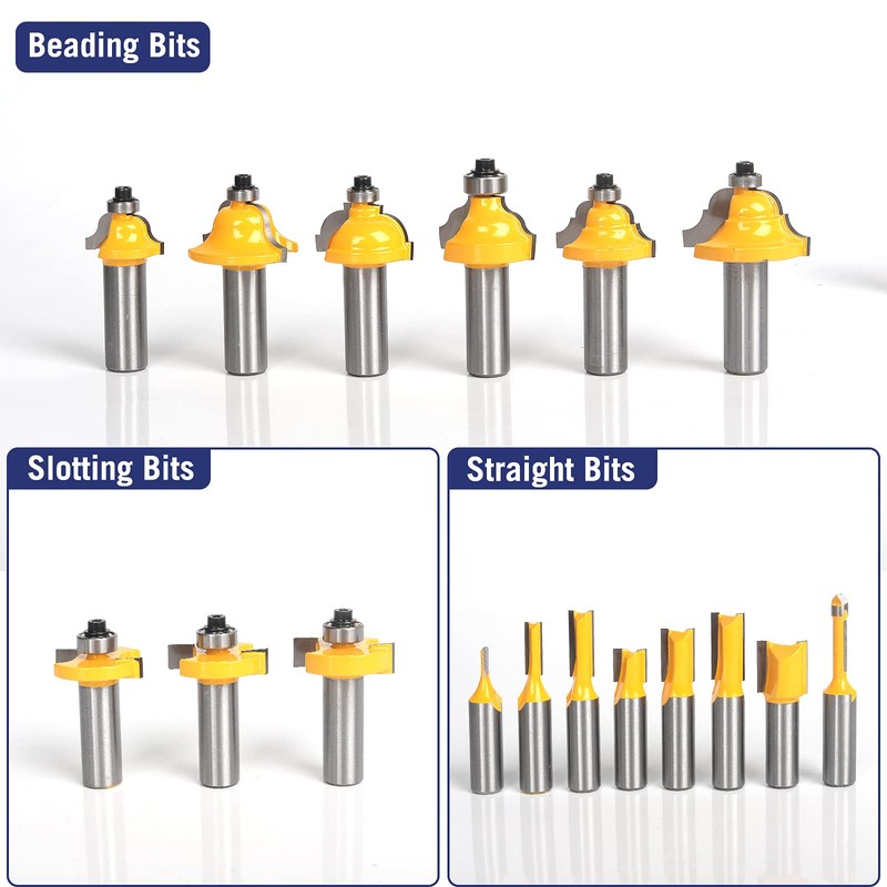 MNA Router Bits 35 Pcs Set, 35 Pieces 1/2 Inch