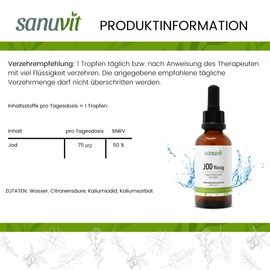 Sanuvit® - Iodine liquid 30 ml | Very economical with 78 μg iodine per drop | High dose | Includes pipette | Vegan | Approx. 450 servings | Made in Austria