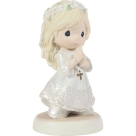 Precious Moments First Holy Communion Girl Figurine | My First Communion Blond Hair Girl Bisque Porcelain Figurine | Communion Gift for Girls