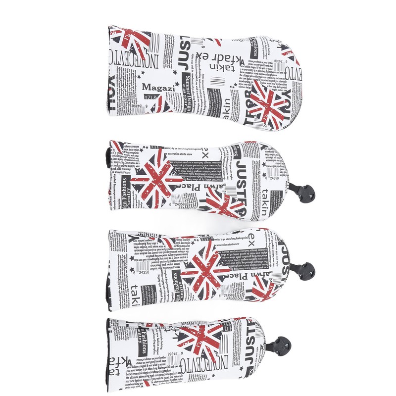 4Pcs UK Flag Print Golf Club Head Cover PU Golf
