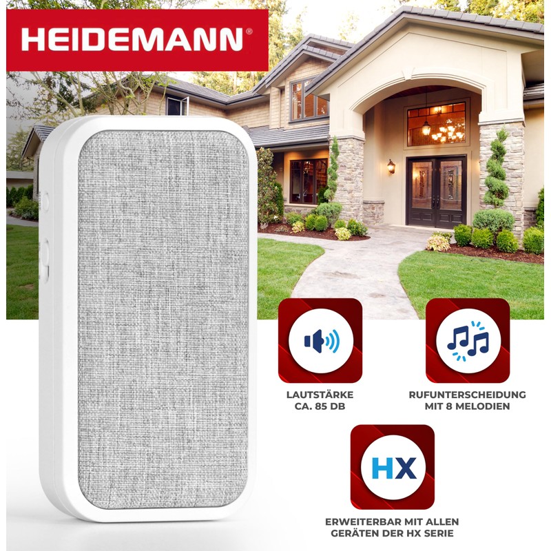 Heidemann HX Cloth 70833 Wireless Gong Set with Transmitter and