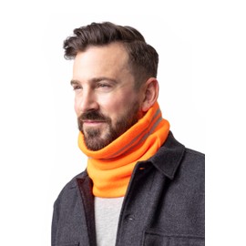 HEAT HOLDERS - Men's Neon Winter Knitted Work Neck Warmer / Neck Warmer for the Night, orange