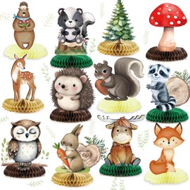 12 Pack Woodland Animals Centerpieces, Woodland Baby Shower Table Decorations, Woodland Creatures Table Centerpieces for Forest Animals Baby Shower Party Supplies