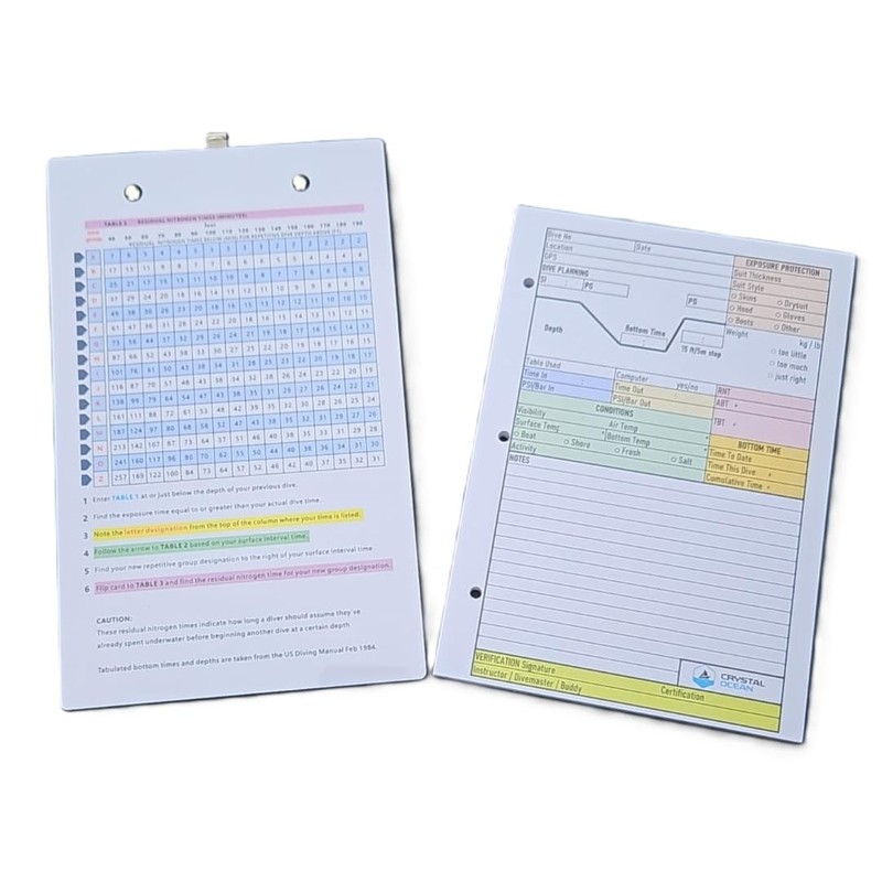 Crystal Ocean Dive Log Sheets (100 logs / 50 Sheets)