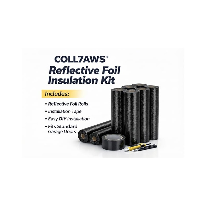 Garage Door Insulation Kit Black Reflective Foam Thermal Barrier 10x7