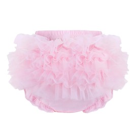 Baby Girl Lace Ruffle Diaper Cover Bloomer for Infant Girls Newborn Cotton Tutu Shorts Briefs Panties Pink