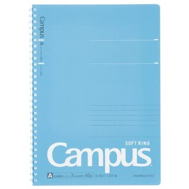 Kokuyo S111AT-B Campus Soft Ring Notebook, Dot Ruled, 40 Sheets, B5, Cut-Off, Blue, Set of 5