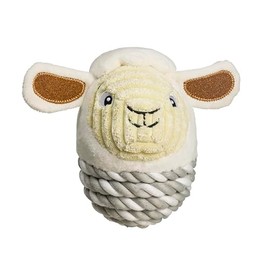 House of Paws Sheep Rope Ball Dog Toy - Plush and Rope with Squeaker