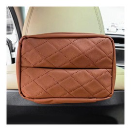 JUSTTOP Car Standard Tissue Holder, 120 Tissues Cover Box Backseat Napkin Holder with Elastic Band, PU Leather Extra Large Rectangle Napkin Box Organizer Back Seat Soft Paper Case (Brown)