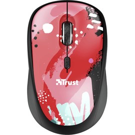 Trust Yvi Wireless Mouse 2.4GHz USB Micro Receiver Ambidextrous 800/1600 DPI for PC Laptop MacBook - Red