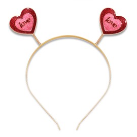 Diademas de corazón para mujeres y niñas, diadema para el día de San Valentín, diamantes de imitación con purpurina, corazón, tiara para el pelo, regalo para novia, esposa (C Love Heart Headband 23)