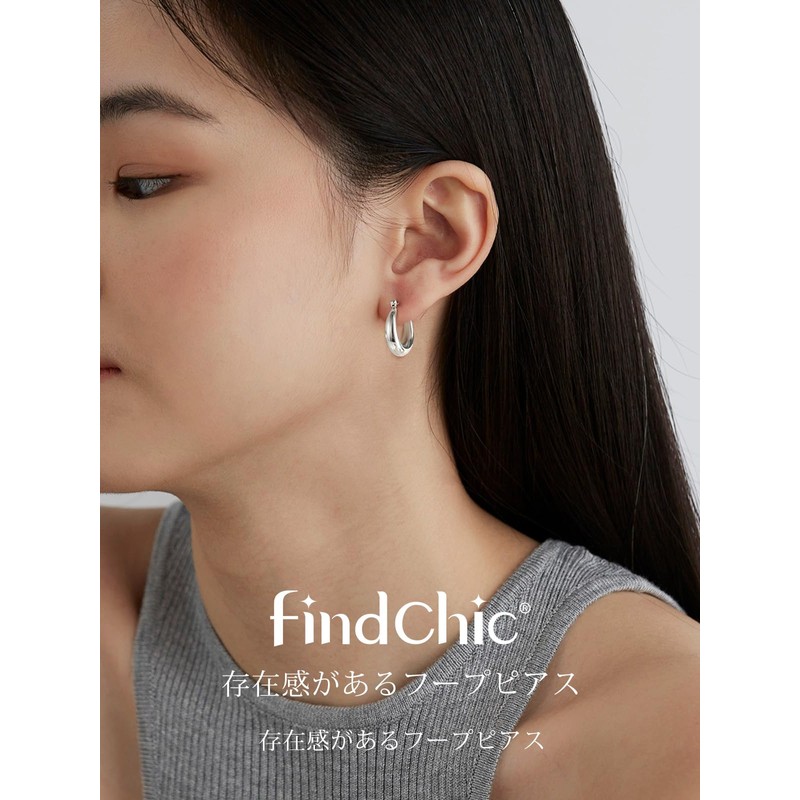 FindChic Women's Hoop Earrings, Silver/Gold, Surgical Stainless Steel, Hypoallergenic, Binaural,