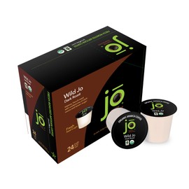 WILD JO: 24 Cups Dark French Roast Organic Coffee for Keurig K-Cup Compatible Brewers, Fresh Seal Single Serve Cups, Bold Strong Rich Wicked Good, Fair Trade Certified, Kosher, Non-GMO, Gluten Free