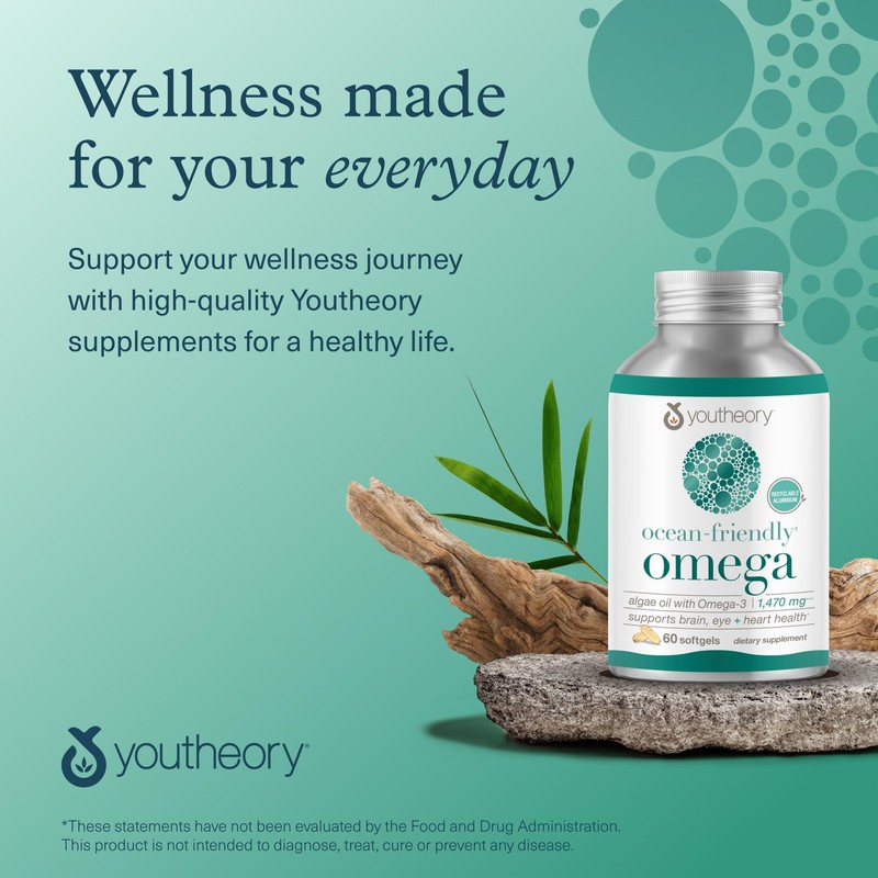 Youtheory Ocean-Friendly Omega - Vegan Algae Omega 3 Softgel -