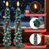 GQIRIL Christmas Tree Flameless Taper Candle - 4PCS Xmas Waxy