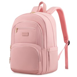 LOVEVOOK Travel Laptop Backpack for Women, Waterproof Work Backpack Fits 15.6 Inch Laptop, Large Computer Backpack for College, Pink