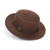 Wide Brim Wool Felt Flat Top Fedora Hat for Women