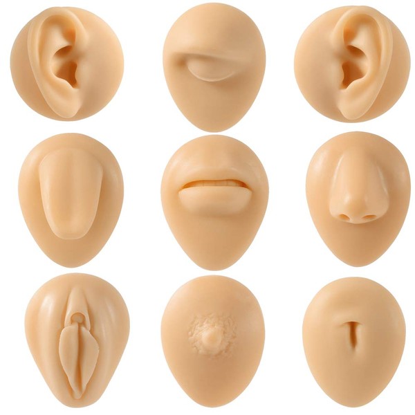 CHUANCI Soft Silicone Flexible Model Body Part Displays for Acupuncture Human Model Simulation for Jewelry Display Teaching Tool (Left Ear)
