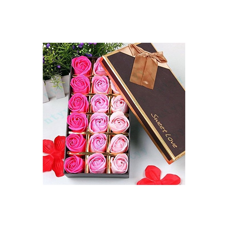 Gearmax 18 x rose scented soaps in gift box, rose