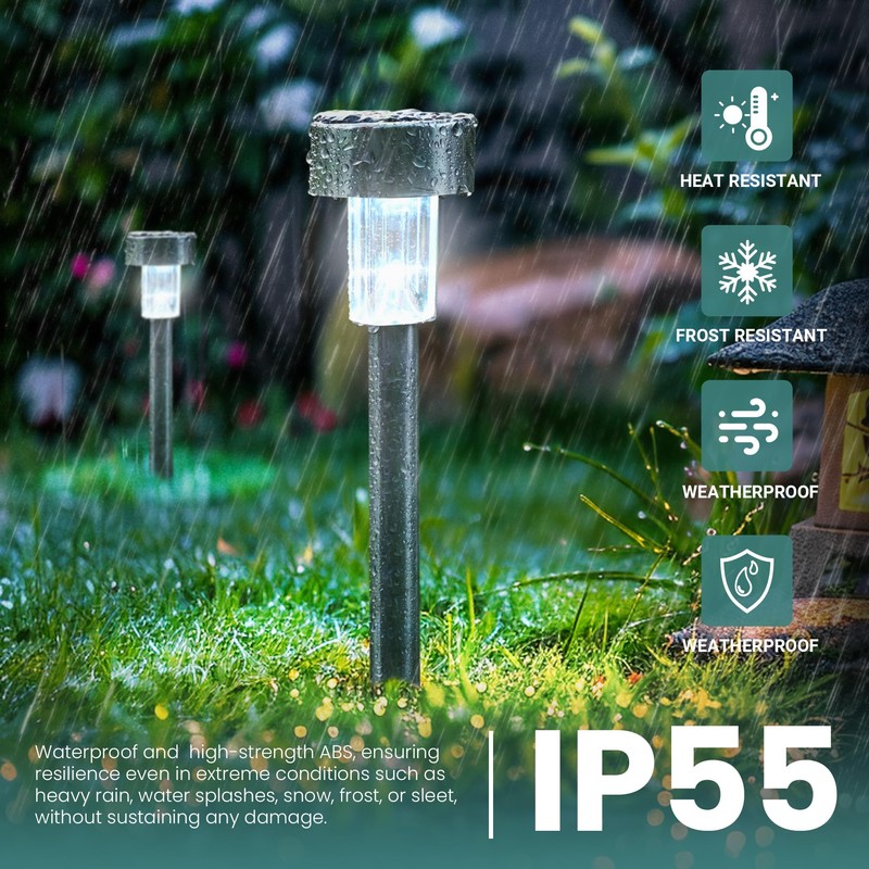 GIGALUMI 24 Pack Solar Path Lights Outdoor,Solar Lights Outdoor Waterproof,Stainless