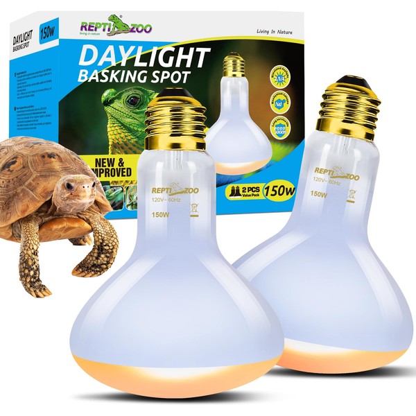 REPTI ZOO Reptile Heat Lamp Bulb 150W,2 Pack Neodymium Basking