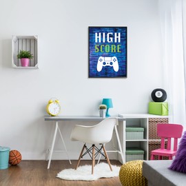 Stupell Industries High Score Pixel Style Gaming Controller Typography Framed Wall Art, Design By Victoria Barnes
