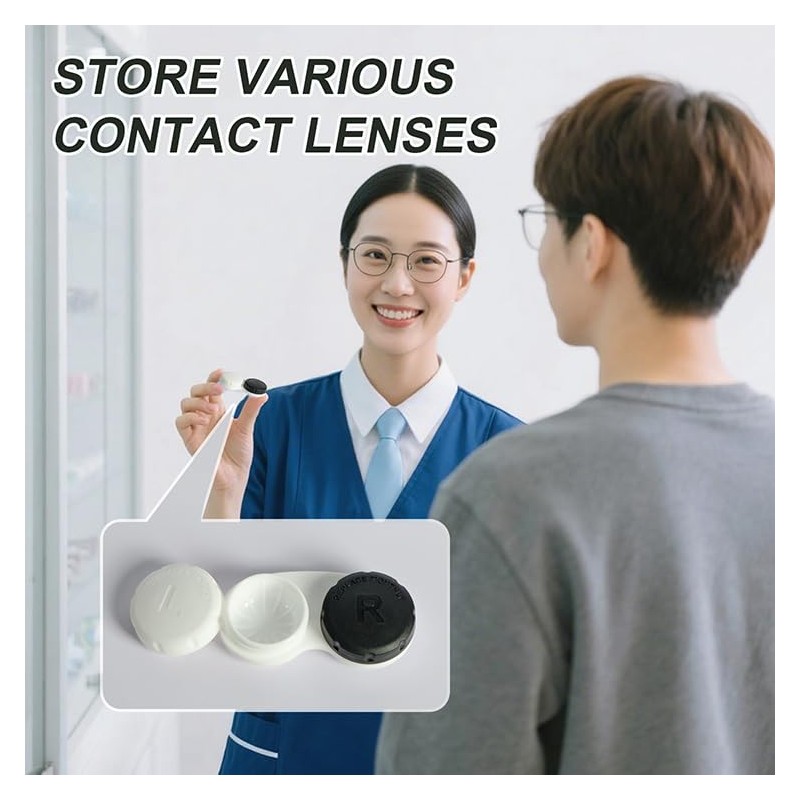 KyltoSynth Contact Lens Case, Black and White Contacts Case，2 Pcs,