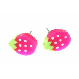 Miniblings Strawberry Stud Earrings Strawberry Fruit Pink Handmade Fashion Jewellery I Earrings Stud Earrings, polymer clay