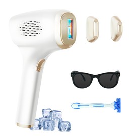 RBPVON Ice-Cooling IPL Laser Hair Remval Device, 3 in 1 with HR/SC/RA Function (9 Energy Levels) for Women and Men, Long Lasting Smoothness on Face, Bikini Line and Body, White