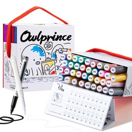 Mooking Acrylic Paint Markers Brush Tip, 36 Colors Acrylic Markers with Automatic Ink Control - 7.1G Large Capacity Quick Drying Waterproof Paint Pens for Rock, Egg, Wood, Fabric, Glass, DIY Crafts