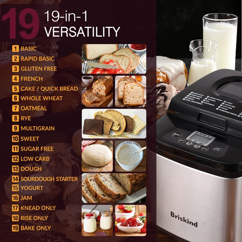 Briskind 19-in-1 Compact Bread Maker Machine, 1.5 lb / 1