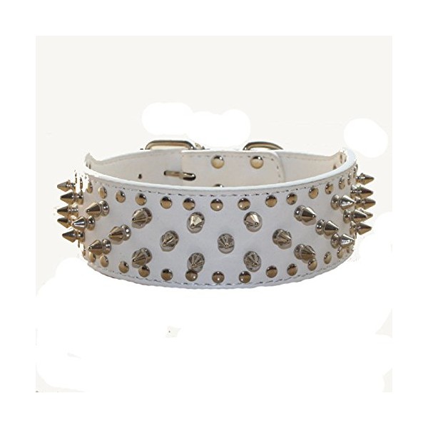 Haoyueer Faux Leather Studded Dog Collar for Medium Large Dogs