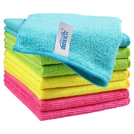 HOMEXCEL Microfiber Cleaning Cloth, 8 Pack Cleaning Rags, Cleaning Towels with 4 Color Assorted, 11.5"X11.5"(Green/Blue/Yellow/Pink)