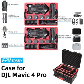 FPVtosky Dual Layer Hard Case for DJI Mavic 4 Pro[CASE ONLY], Waterproof Hard Case for Mavic 4 Pro Drone, Travel Carrying Bag Storage Box for DJI Mavic 4 Pro Fly More Combo Accessories