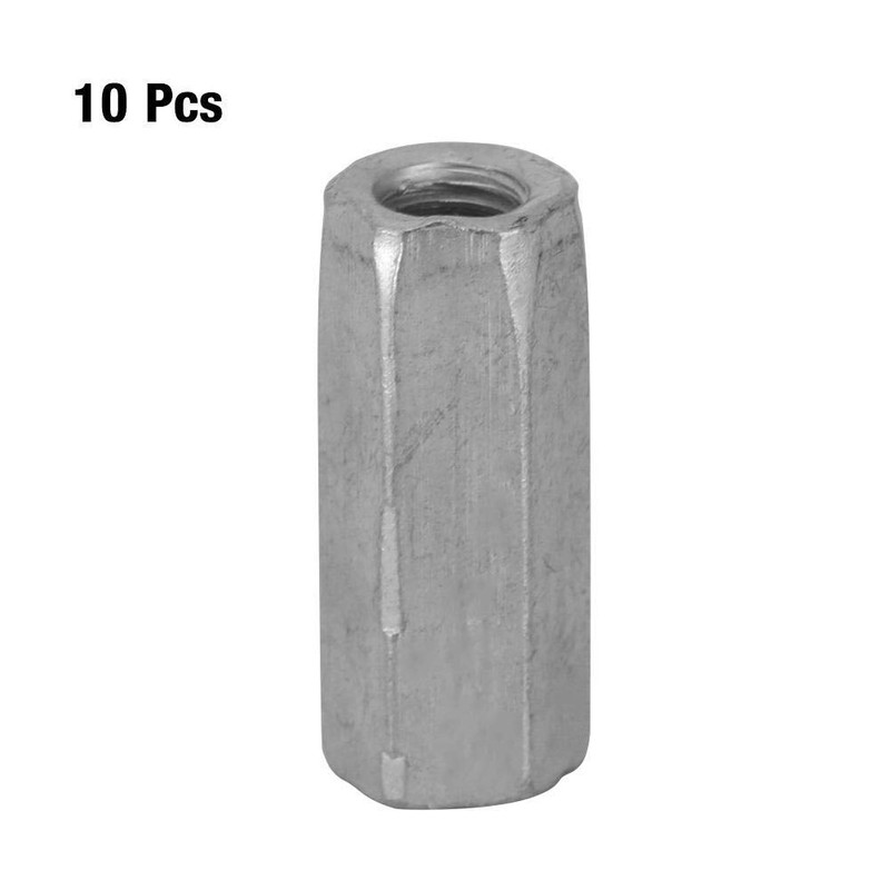 10pcs M6 Long Rod Nut, Hex Coupling Nut Female Thread