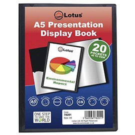 Lotus A5 Display 20 Pockets Book -Optimize Your Organization Effortlessly | Ideal for Professionals, Students & Projects - Stylishly Organize, Present & Impress| Enhance Your Efficiency 78201(1 Book)