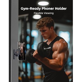 Mechrig Gym Magnetic Phone Holder, 360° Rotatable Magnetic Phone Holder for Gym, Strong-Grip Phone Mount Compatible with All Smartphones 4-7", Thick Cases Friendly Workout-Record Accessory 921002