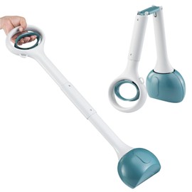 Navaris Dog Pooper Scooper L - Cat, Horse Poop Scoop w/Dense Closure & Smooth Button - Ideal for Dogs & Cats - Long Handled Durable Garden Poo Picker Upper - Deep Green, Large