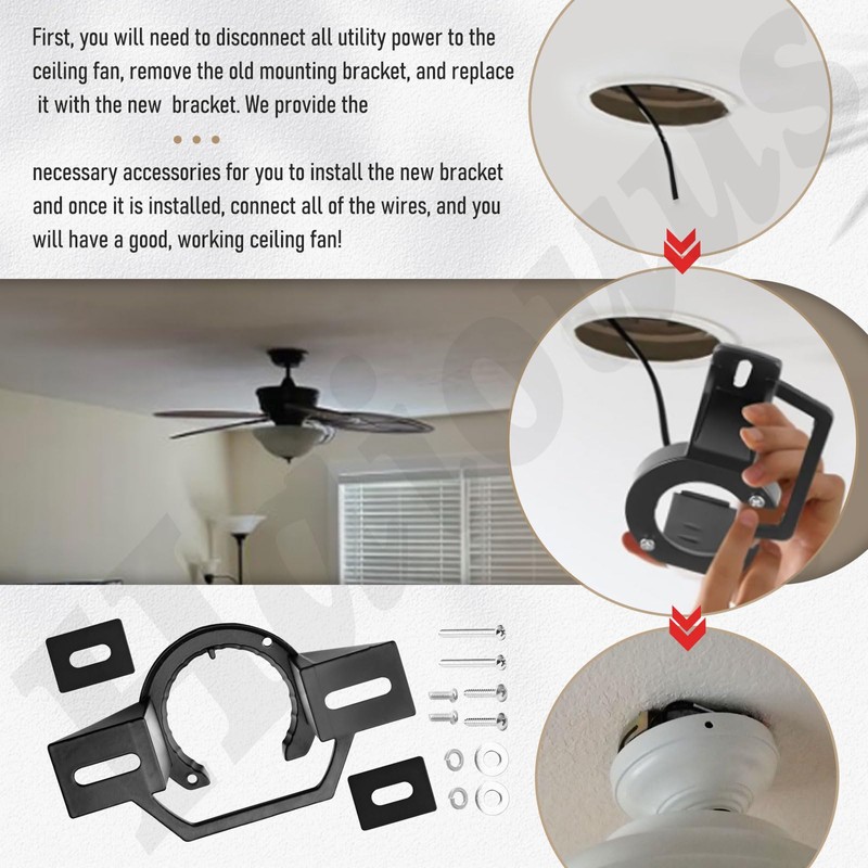 Ceiling Fan Mounting Bracket Kits With Installation Accessories Compatible With