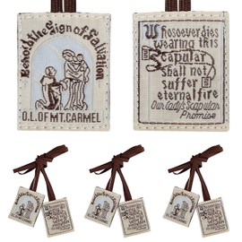Scapulars Catholic,3 Pack Bulk Brown Scapular Of Our Lady Of Mount Carmel,Escapularios Catolicos Scapular Catholic Gift For Women Man,Mexican Catholic Decor Religious Statues Wall Cross Art Decoration