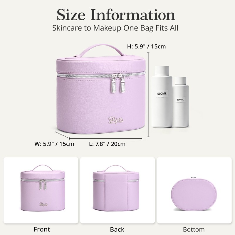 BOYATU Makeup Bag Vanity Case: Vegan Leather Cosmetic Bag for