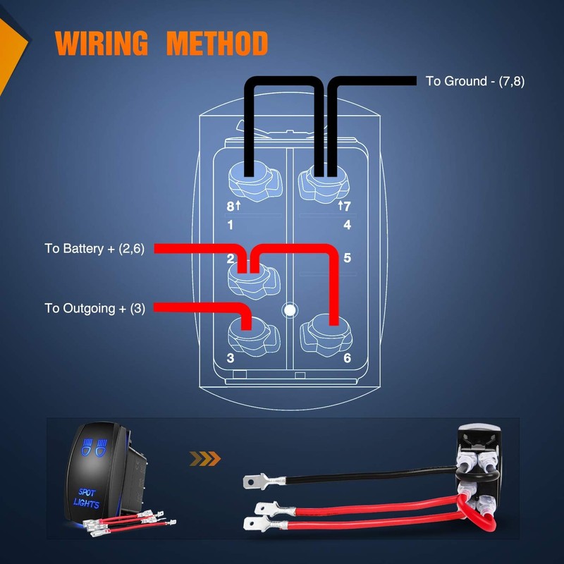 Gebildet 5-Pin Laser On/Off LED Light, 20A/12V, 10A/24V Switch Jumper