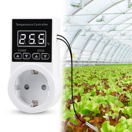 Vaileal Temperaturregler Temperaturschalter - Temperaturregler 230v mit Fhler, Wasserdicht Thermostat Heizung Smart, Thermostat Steckdose fr Gew?chshaus Terrarium Aquarium Treibhaussaatkeimung Heizung