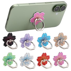 8 Pcs Cell Phone Ring Stand, Flower Shaped Phone Ring Grip, 360 Rotate and 180°Angle Adjustable Metal Finger Ring Socket Grip Kickstand for Smartphones