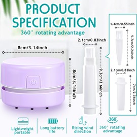 Honoson 2 Pcs Diamond Painting Tool Drill Quicker Picker for Spilled Diamonds 5d Painting Accessories Vacuum Cleaner Mini Table Desktop Sweeper Organizer Clean Art Beads Crumb(Light Purple)