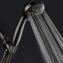 AquaDance High Pressure 6-Setting Oil Rubbed Bronze Handheld Shower Head with Stainless Steel Hose. Officially Independently Tested to Meet Strict US Quality & Performance Standards!