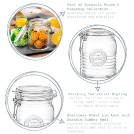 Bormioli Rocco Officina 1825 Glass Storage Jar with Airtight Clip Lid - 750ml